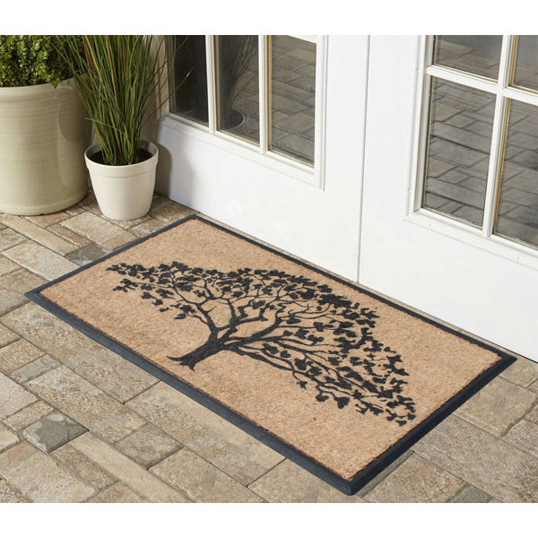 Winston Porter Northcrest Natural Coir & Rubber Flocked Door Mat, 30x48, Thick Durable Doormats